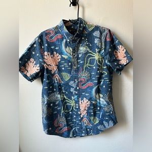 Reyn Spooner Deep Sea Jive - Dress Blue - Small Hawaiian Shirt